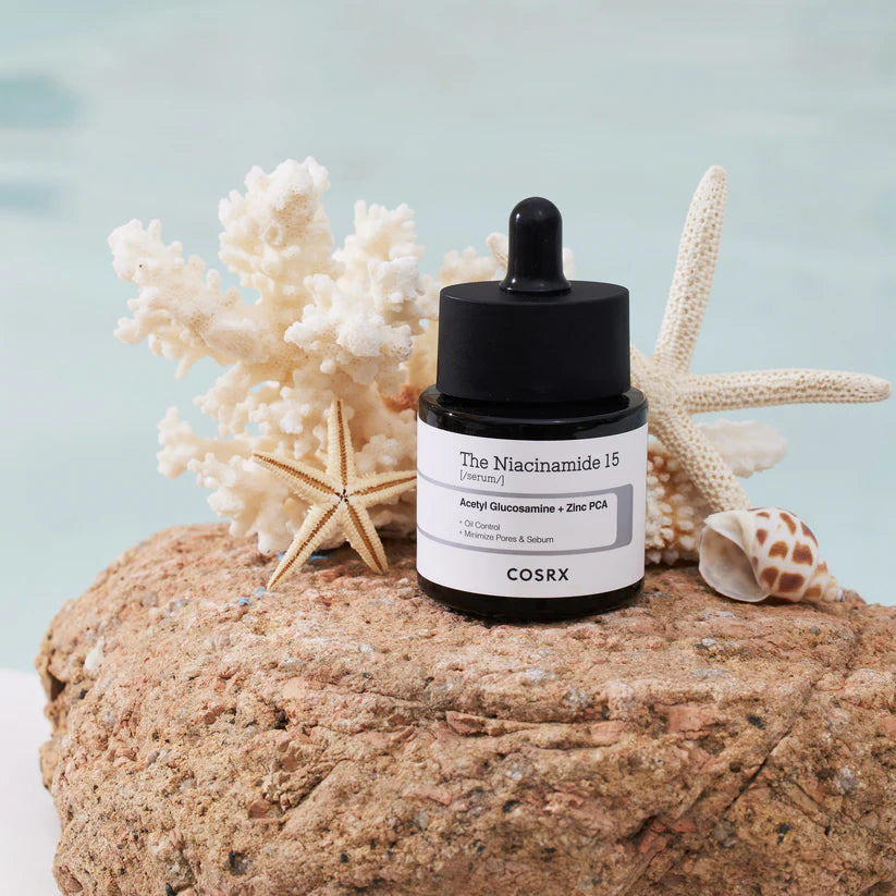 Cosrx The Niacinamide 15 Serum packaging with high-strength niacinamide for clear skin