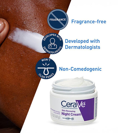 CeraVe Skin Renewing Night Cream texture showing rich nourishing night cream formula
