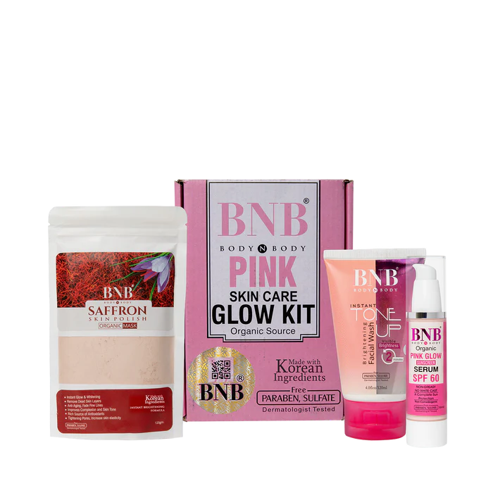 BNB Pink Glow Kit complete facial treatment set for radiant rosy glowing skin