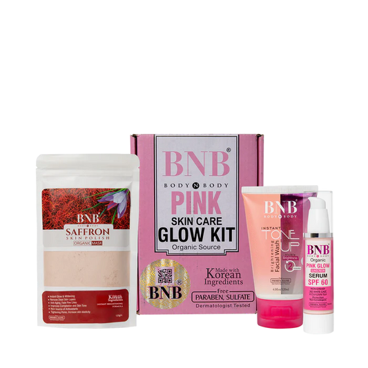 BNB Pink Glow Kit complete facial treatment set for radiant rosy glowing skin