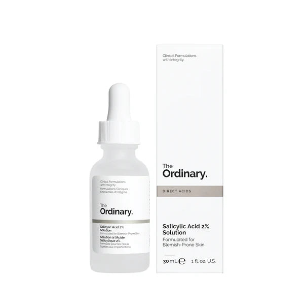 The Ordinary Salicylic Acid 2% Solution packaging with acne-fighting and pore-clearing benefits