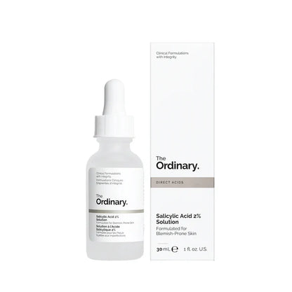 The Ordinary Salicylic Acid 2% Solution packaging with acne-fighting and pore-clearing benefits