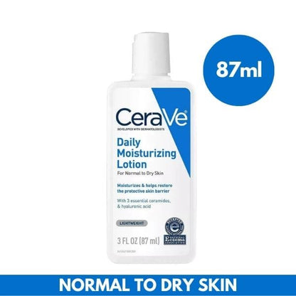 CeraVe Daily Moisturizing Lotion bottle with ceramides and hyaluronic acid for all-day hydration