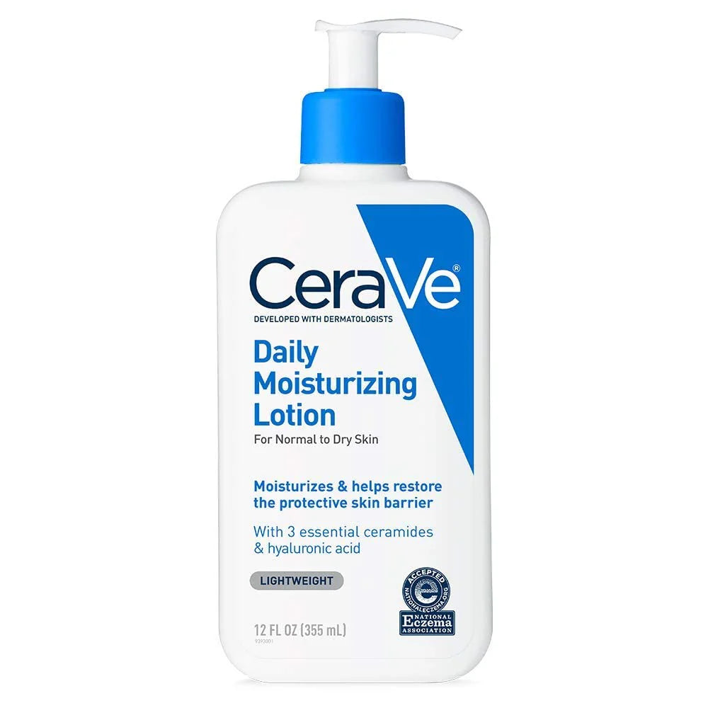 CeraVe Daily Moisturizing Lotion packaging with dermatologist developed ceramide formula