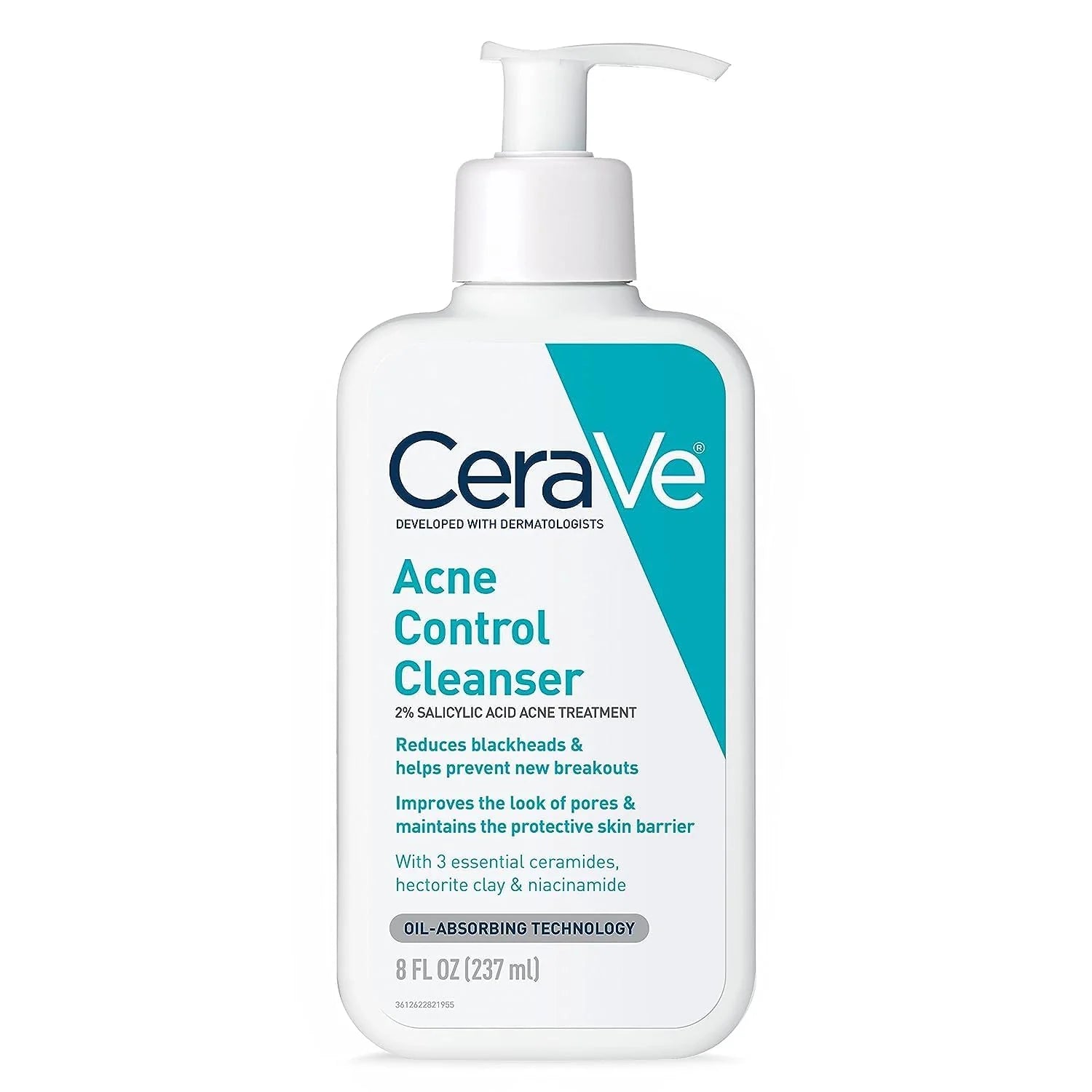 CeraVe Acne Control Cleanser bottle with salicylic acid and niacinamide for acne-prone skin