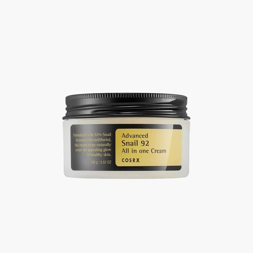 Cosrx Advanced Snail 92 All In One Cream jar with snail mucin for hydration and skin repair
