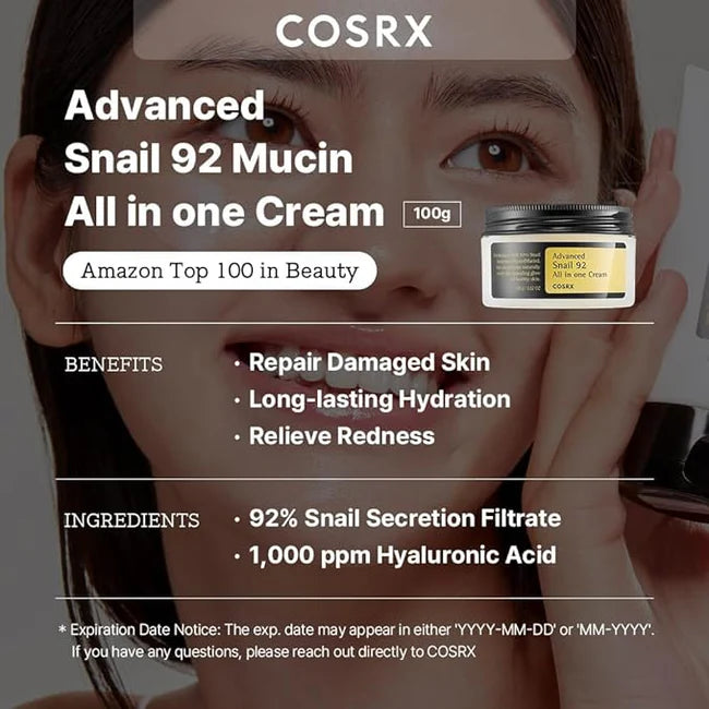 Cosrx Advanced Snail 92 All In One Cream product details with anti-aging and healing benefits