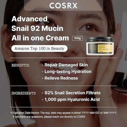Cosrx Advanced Snail 92 All In One Cream product details with anti-aging and healing benefits