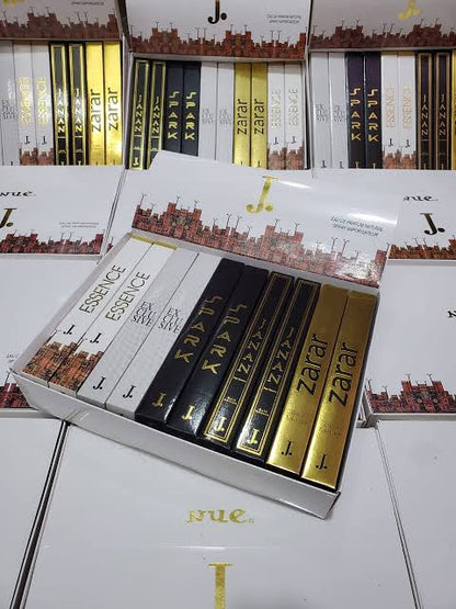 J. Perfume Gift Set packaging showing 5 different fragrance pen sprays in gift-ready presentation