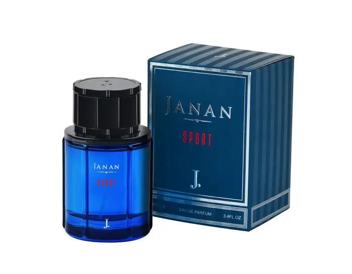 Janan Sport perfume packaging with energizing scent for men and women