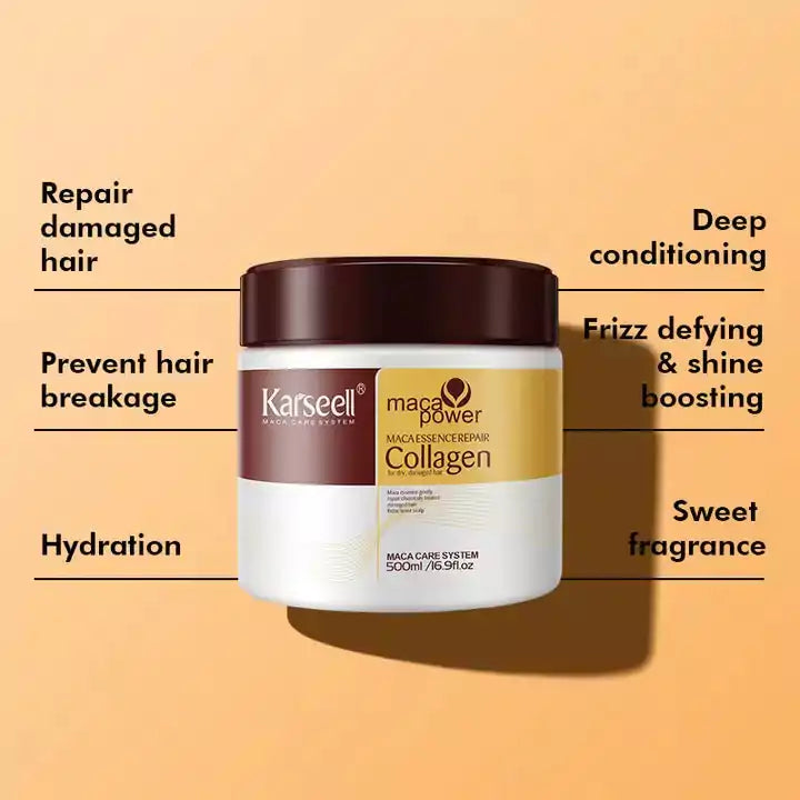 Karseell Collagen Hair Mask packaging with collagen-infused formula for hair repair and shine