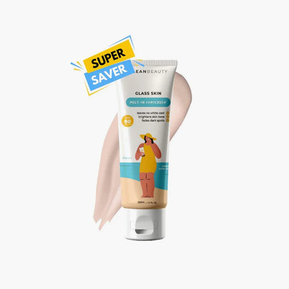 Klean Beauty Glass Melt-In Sunscreen bottle with lightweight formula for dewy glass-skin finish