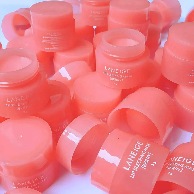Laneige Lip Sleeping Mask packaging with berry extract and vitamin C for plump smooth lips