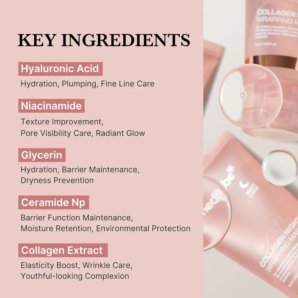 Medicube Collagen Night Wrapping Mask texture showing rich gel-cream consistency