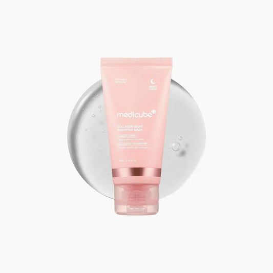 Medicube Collagen Night Wrapping Mask jar with intensive collagen formula for overnight skin repair