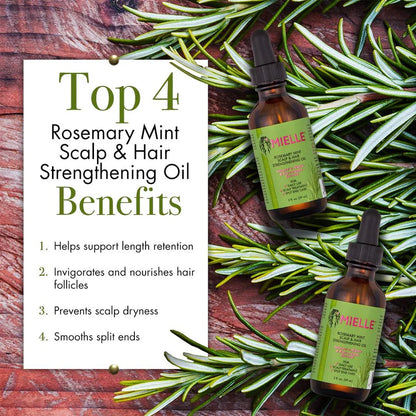 Mielle Rosemary Mint Scalp & Hair Strengthening Oil texture showing nourishing oil formula