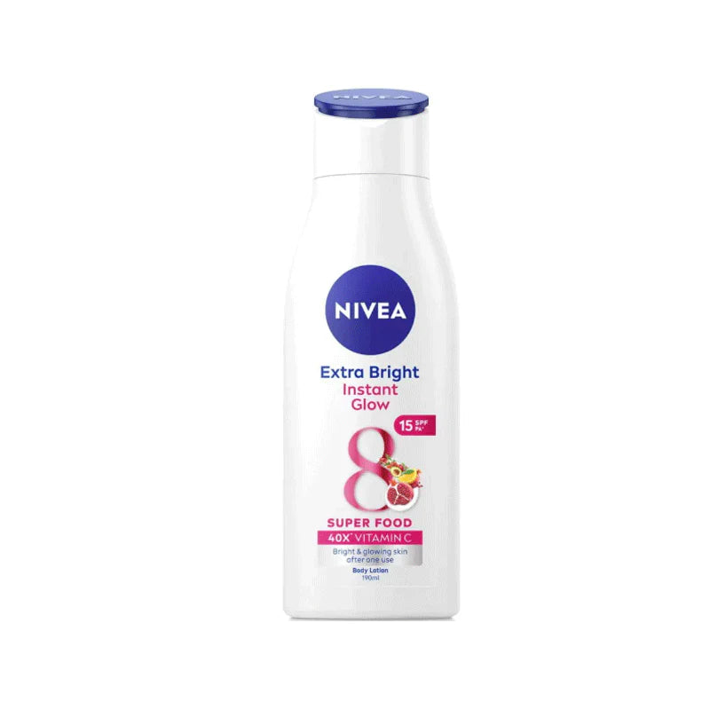Nivea Extra Bright Body Lotion bottle with brightening formula for radiant skin