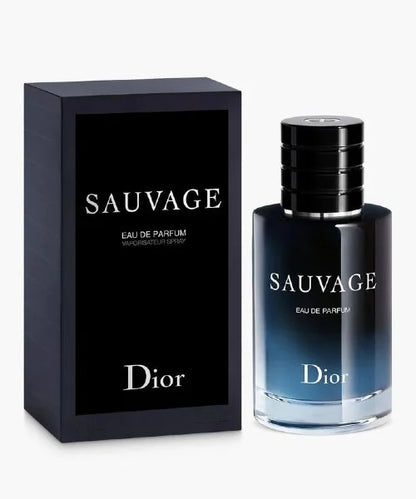 Sauvage Dior perfume packaging with iconic masculine scent and elegant design