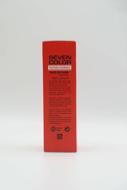 Seven Color Hair Serum application showing smooth texture for glossy hair finish