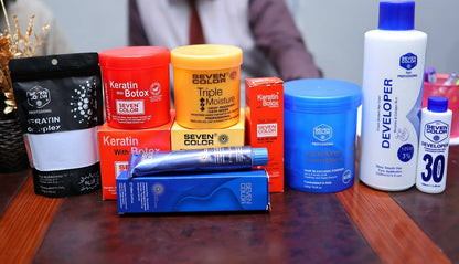 Seven Color Dioxygen Hair Color packaging showing permanent cream with oxygen technology