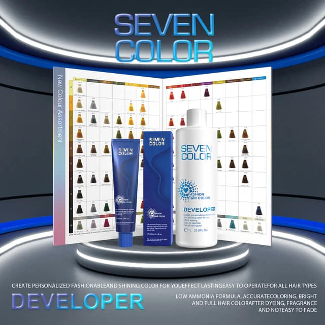 Seven Color Dioxygen Hair Color product display with rich pigment and full coverage