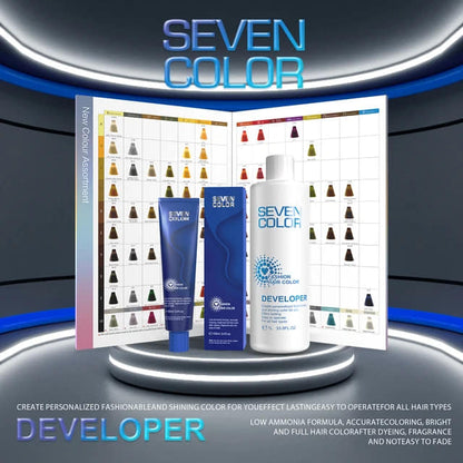 Seven Color Dioxygen Hair Color product display with rich pigment and full coverage