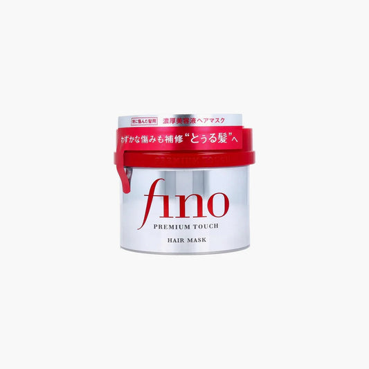 Shiseido Fino Premium Touch Hair Mask jar with royal jelly for intensive hair repair and shine
