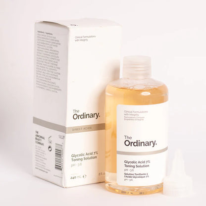 The Ordinary Glycolic Acid 7% Toning Solution 240ml bottle with exfoliating and brightening formula