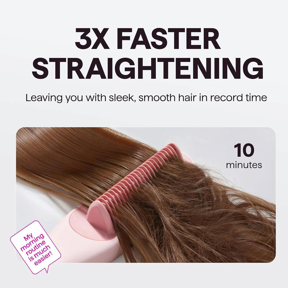 Wavytalk Pro Steam Hair Straightener Brush packaging with anti-scald design and temperature control