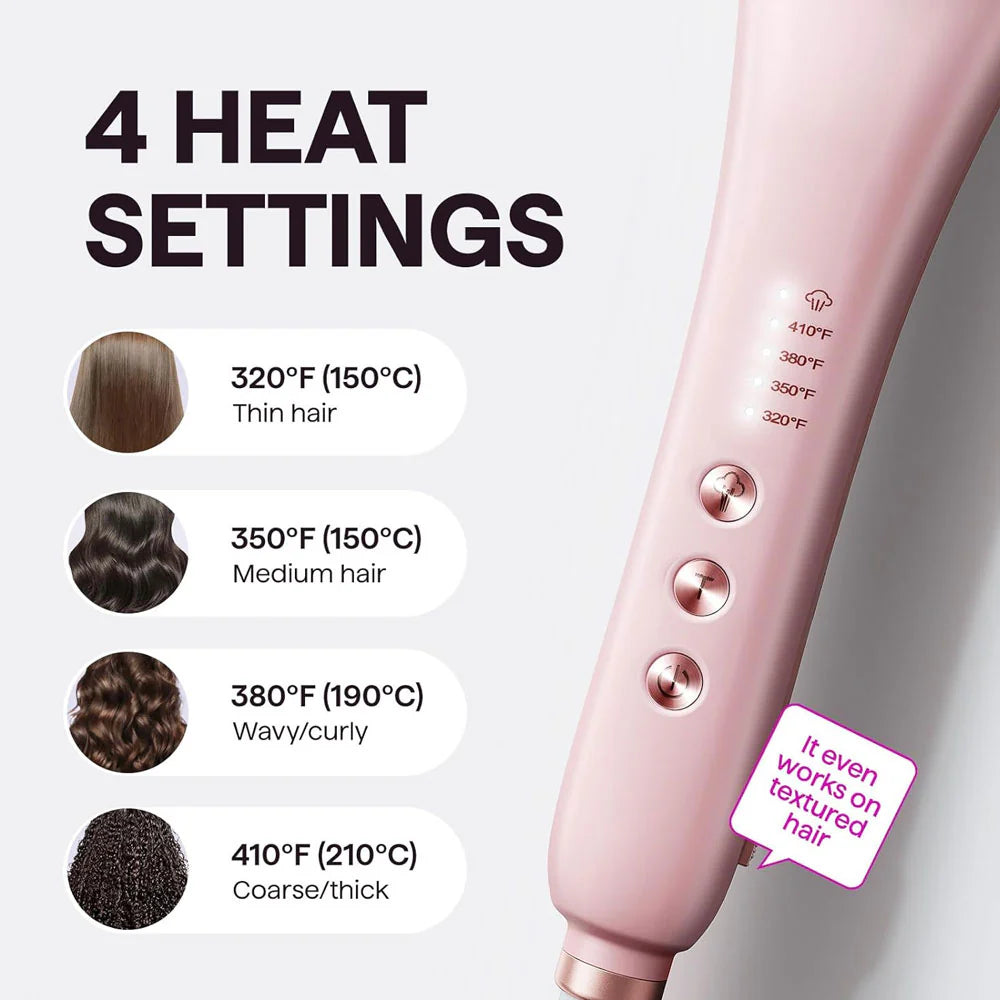 Wavytalk Pro Steam Hair Straightener Brush application showing easy brush-through styling