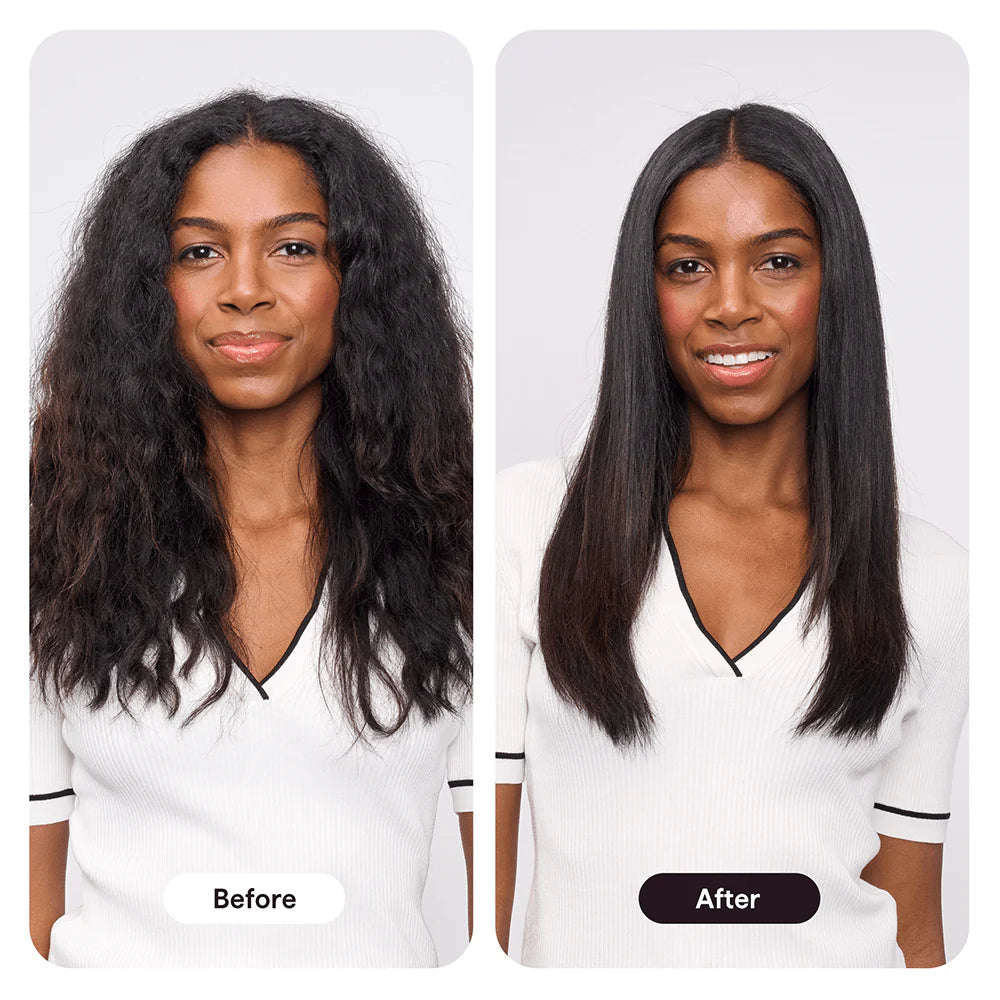 Wavytalk Pro Steam Hair Straightener Brush before and after results for sleek straight hair